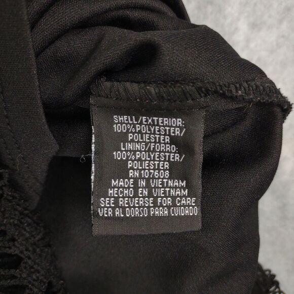 R&K Sz 10 Black Geometric Lace Tied Bell Sleeve Shift Dress, Gothic Punk Grunge - Picture 6 of 7